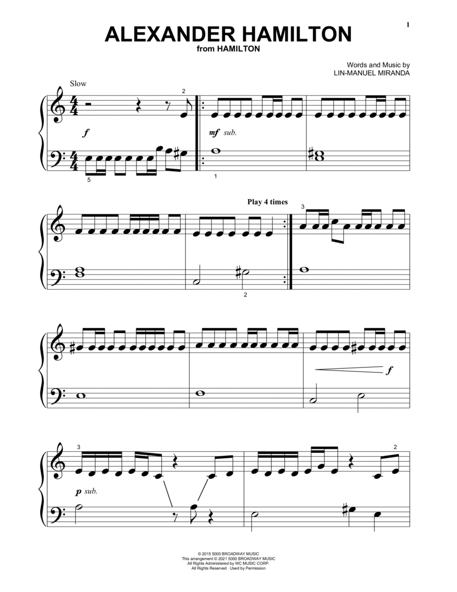 Alexander Hamilton from Hamilton Piano Digital Sheet Music