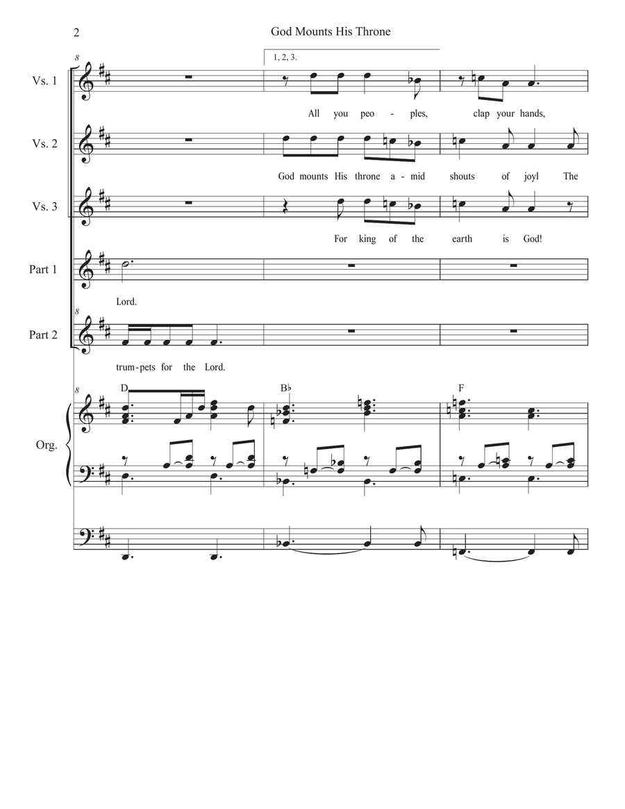 God Mounts His Throne (Psalm 47) (2-part choir) 2-Part scores gallery preview page 2