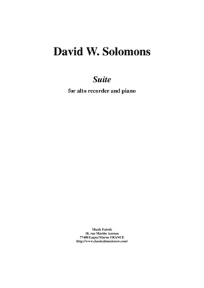 David W. Solomons : Suite for alto recorder and piano