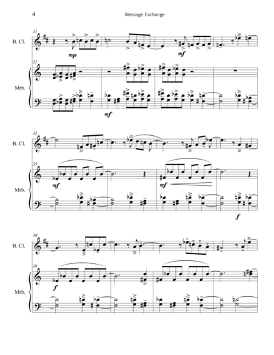 Message Exchange for bass clarinet & marimba Chamber Music scores gallery preview page 5