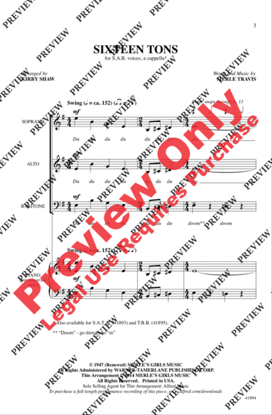 Sixteen Tons 3-Part scores gallery preview page 2