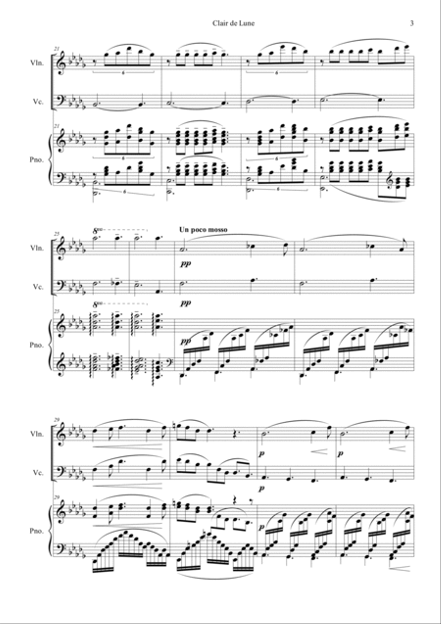 Clair de Lune Piano Trio scores gallery preview page 3