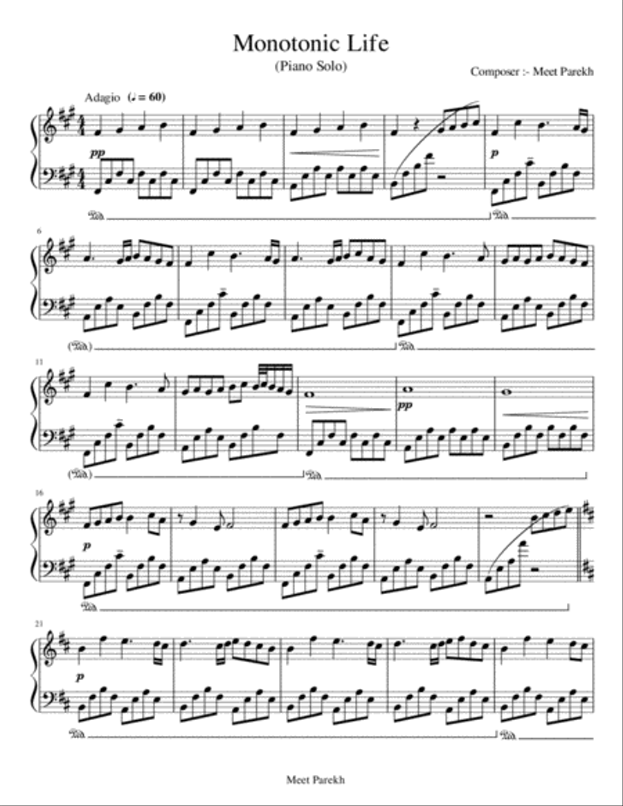 Monotonic Life Piano Solo scores gallery preview page 1