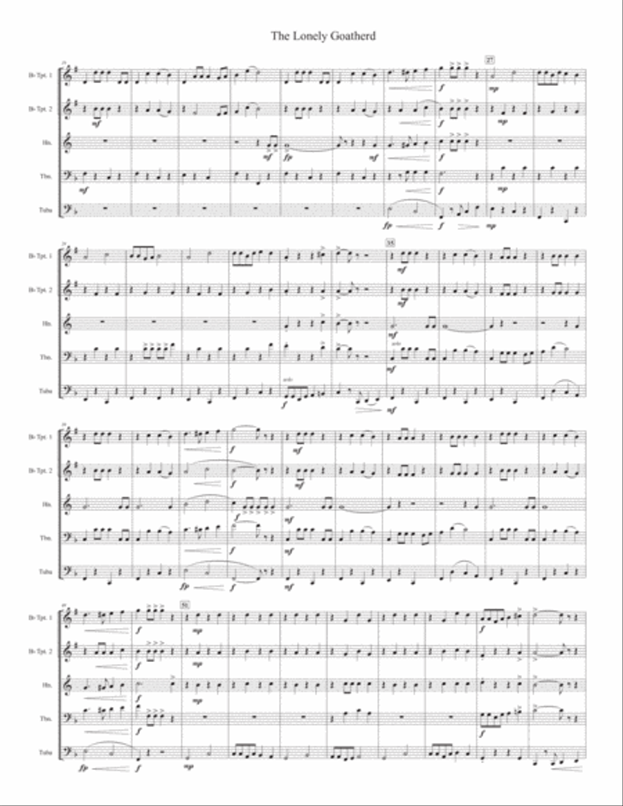 The Lonely Goatherd from the Sound of Music Brass Quintet scores gallery preview page 3
