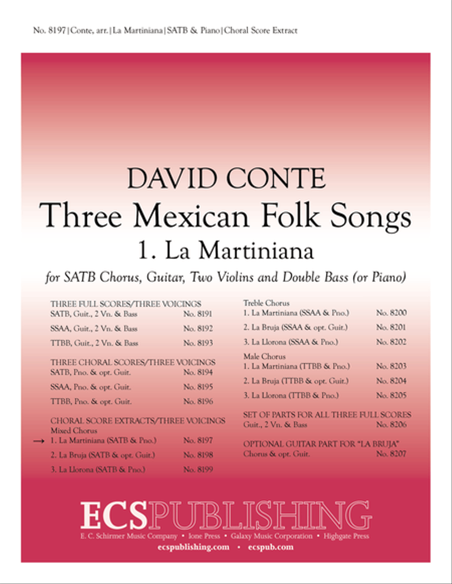 Three Mexican Folk Songs: 1. La Martiniana 4-Part scores gallery preview page 1