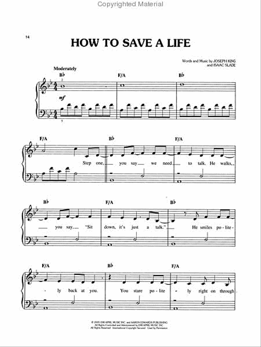The Fray - How to Save a Life Easy Piano scores gallery preview page 4