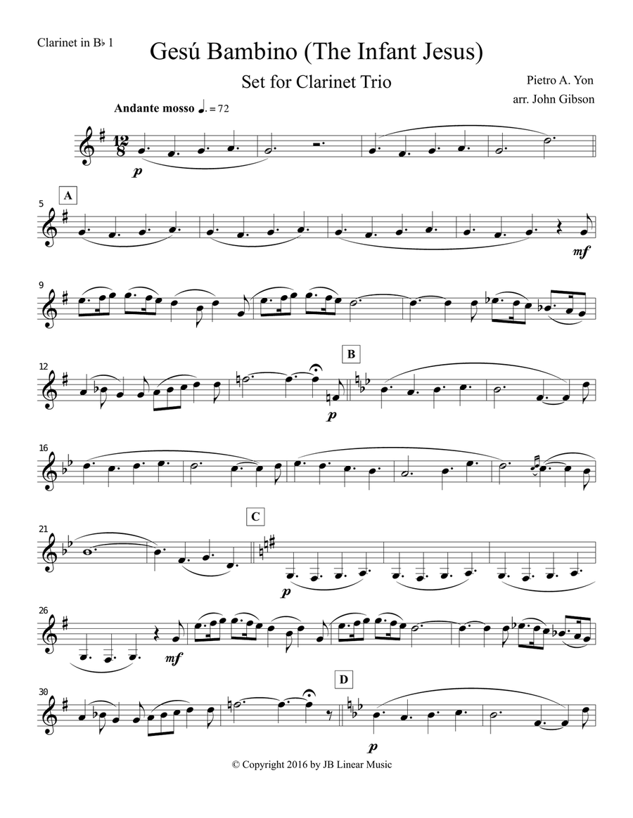 Gesu Bambino (Infant Jesus) for Clarinet Trio Clarinet Trio scores gallery preview page 6