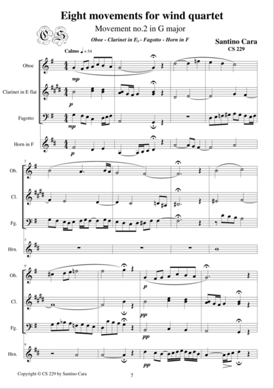 Eight movements for wind quartet - CS229 Woodwind Quartet scores gallery preview page 6