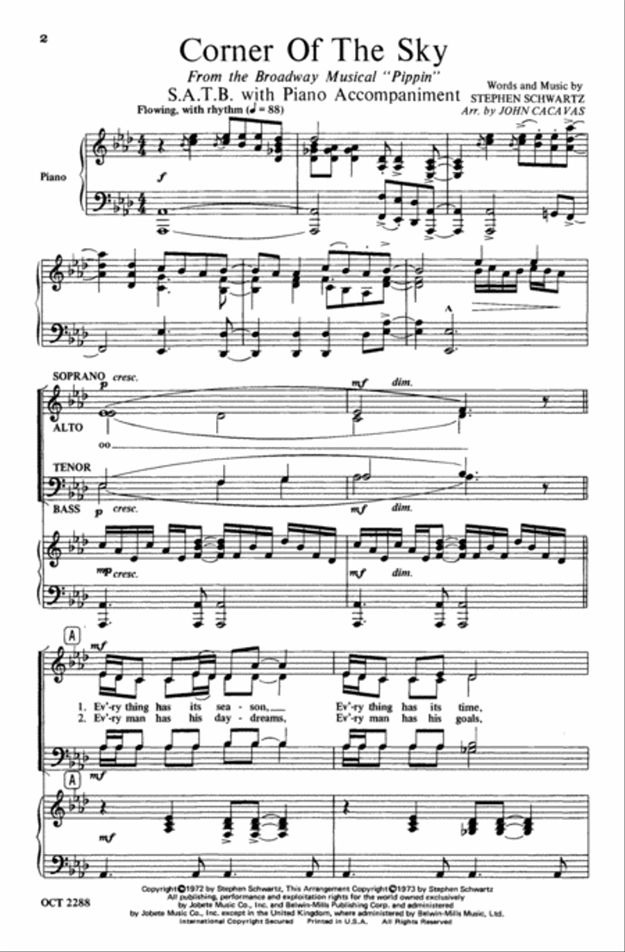 Corner of the Sky (from Pippin) Choir scores gallery preview page 1
