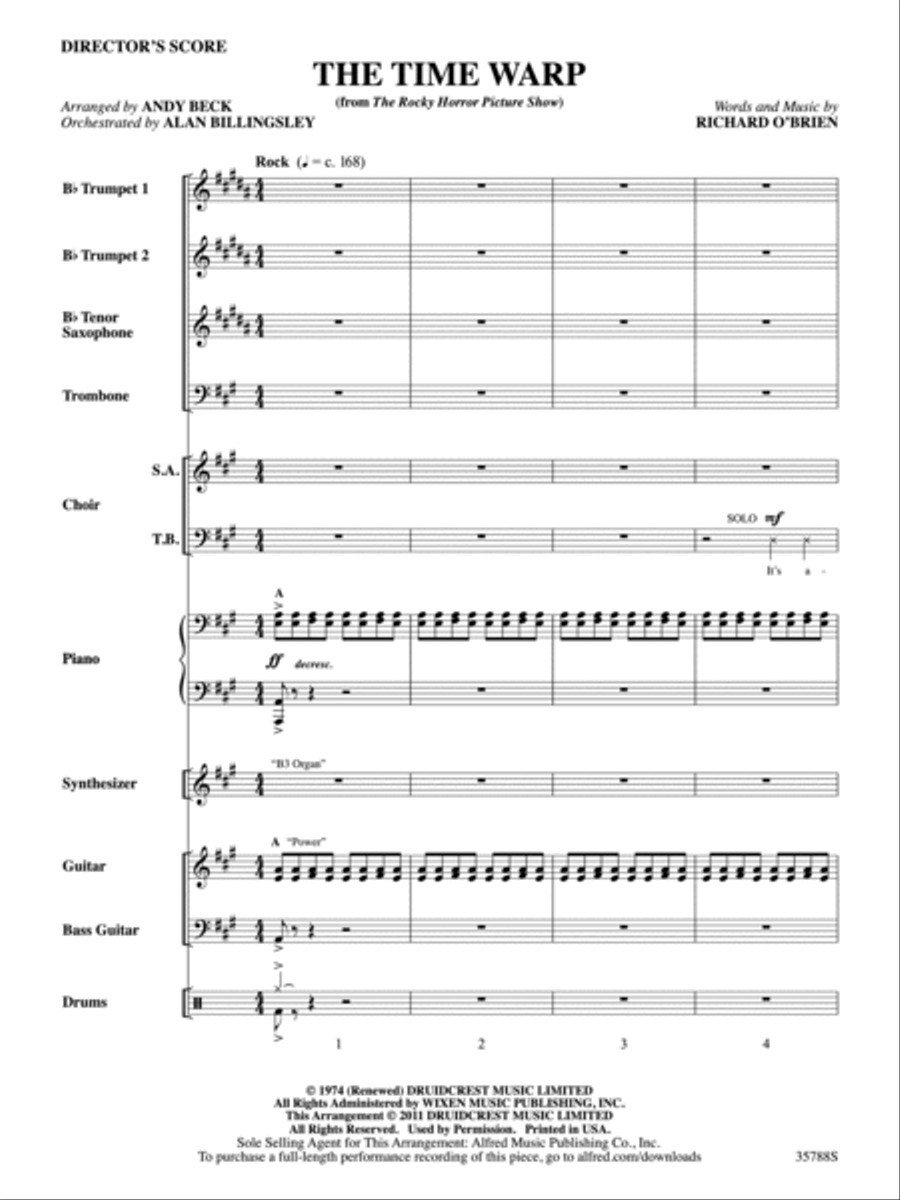 The Time Warp (from The Rocky Horror Picture Show) Choir scores gallery preview page 2