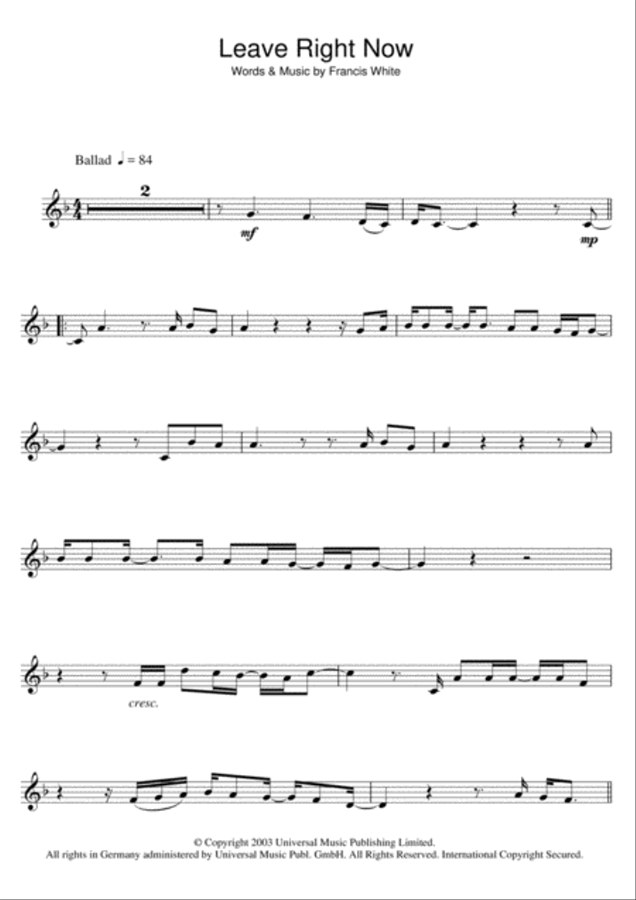 Leave Right Now Leave Right Now Flute Solo scores gallery preview page 1