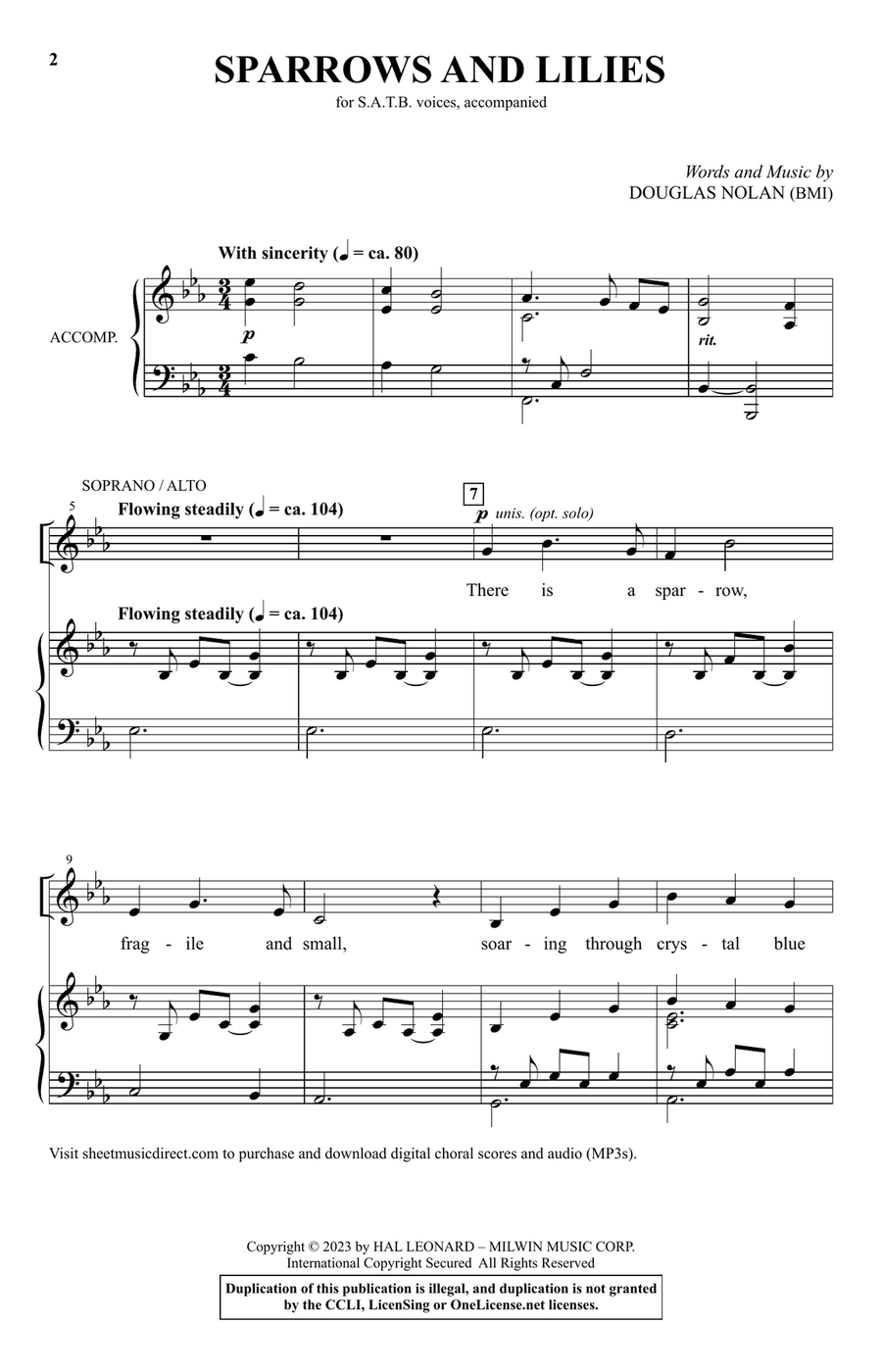Sparrows And Lilies 4-Part scores gallery preview page 1