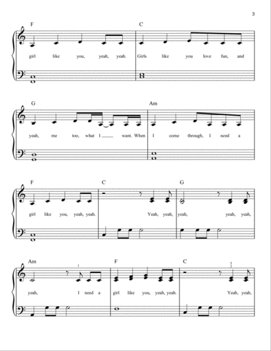 Girls Like You Easy Piano scores gallery preview page 3