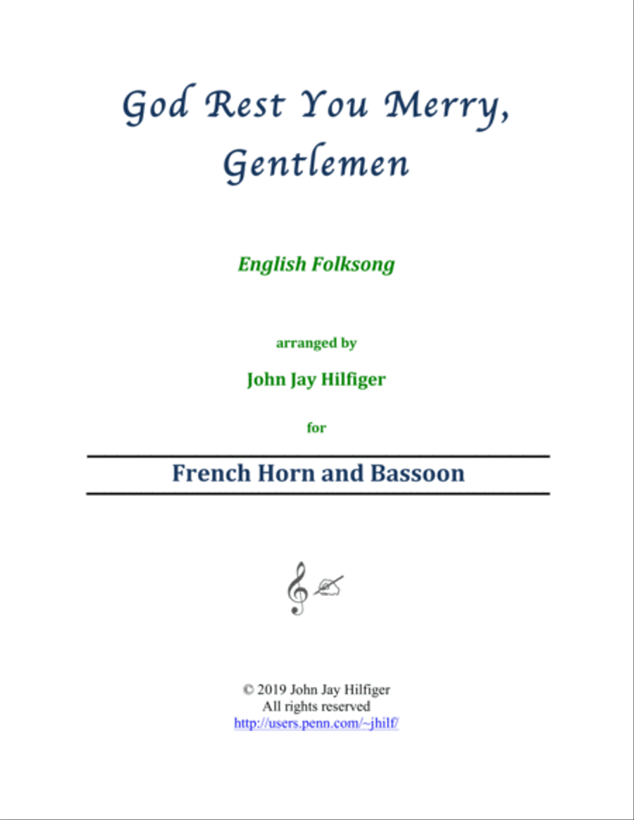 God Rest You Merry, Gentlemen for Horn and Bassoon Woodwind Duet scores gallery preview page 1