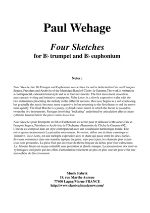 Paul µWehage: Four Sketches for Bb trumpet and Bb euphonium