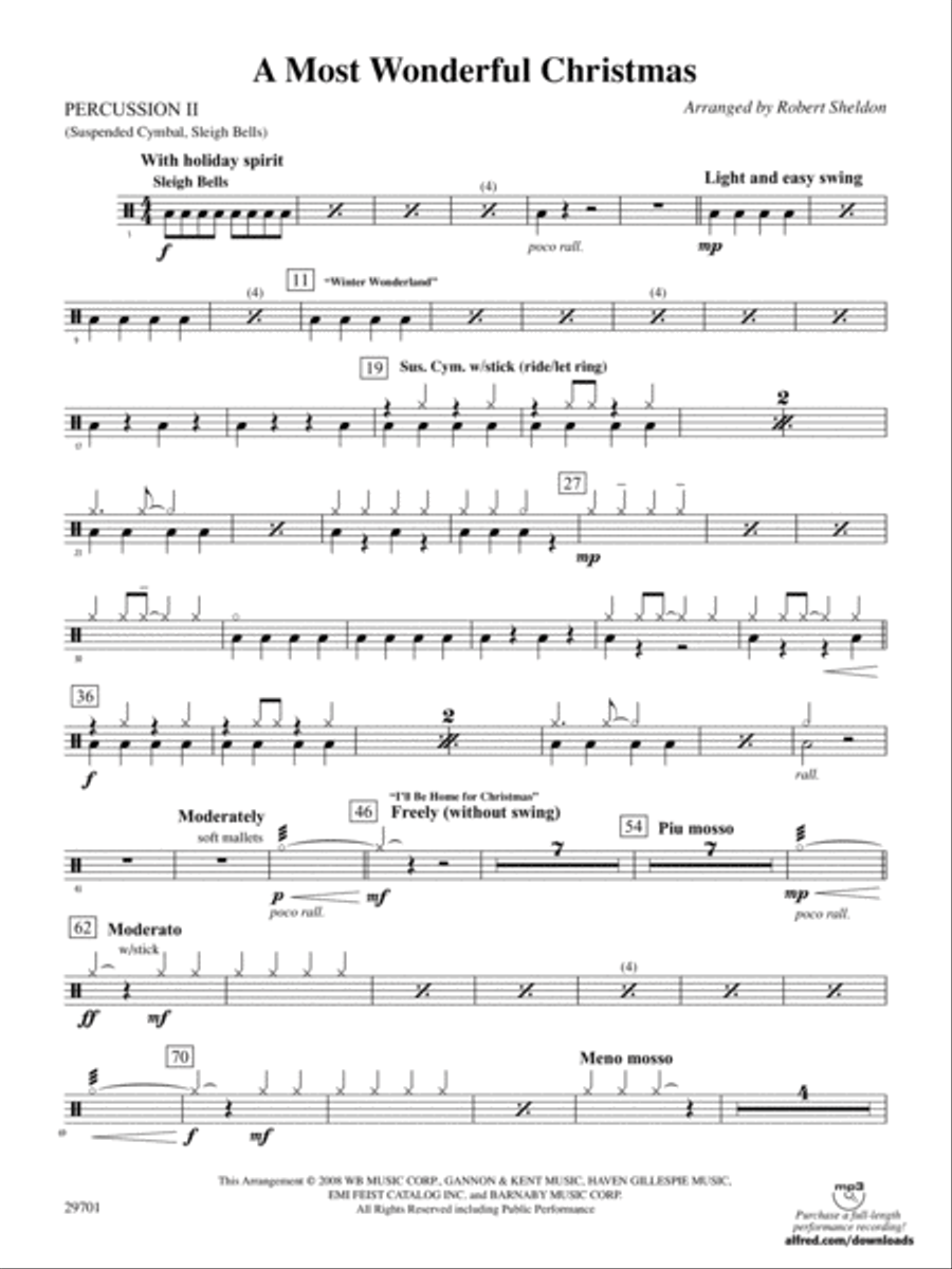 A Most Wonderful Christmas: 2nd Percussion Full Orchestra scores gallery preview page 1