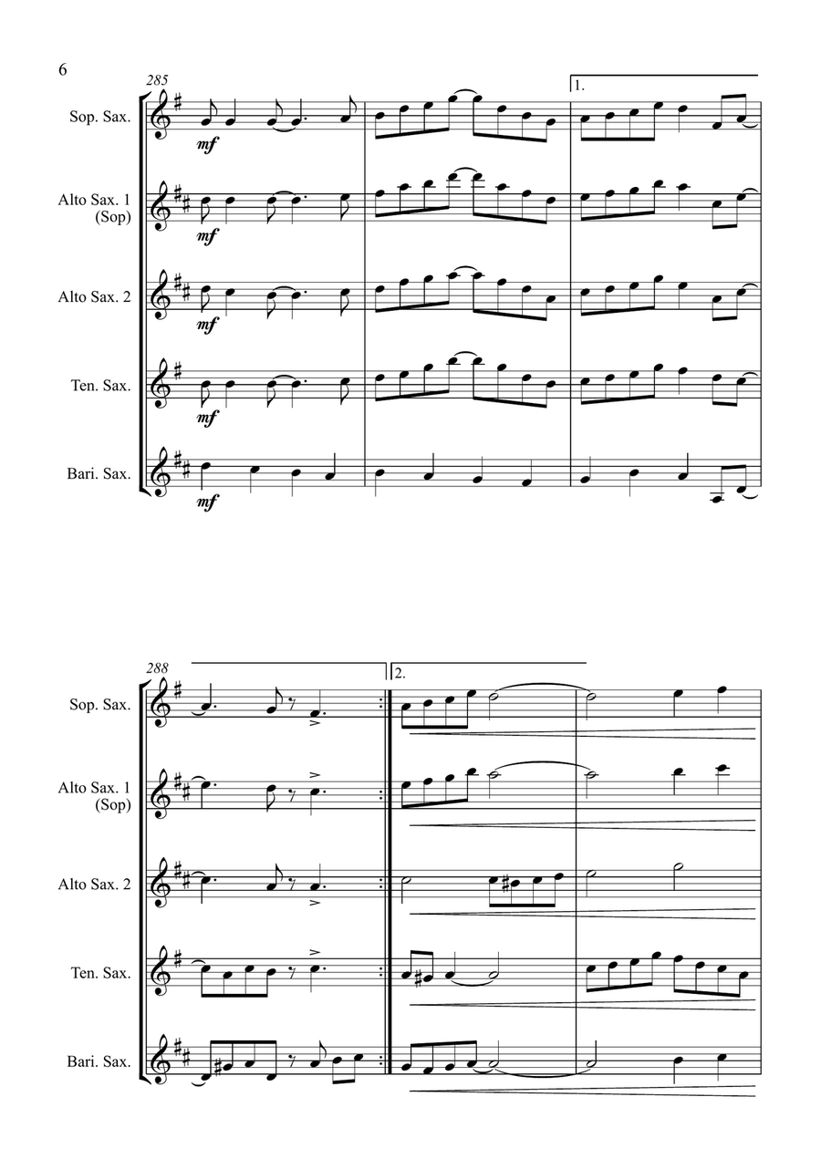 O Christmas Tree (O Tannenbaum) - Jazz Carol for Saxophone Quartet Saxophone Quartet scores gallery preview page 6