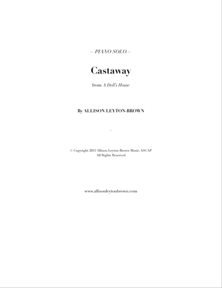 Castaway - Evocative Piano Solo - by Allison Leyton-Brown Piano Solo scores gallery preview page 1