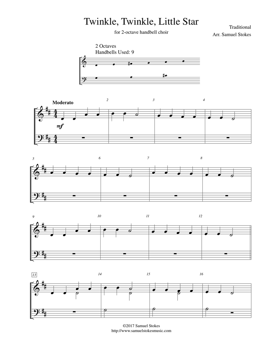 Twinkle, Twinkle, Little Star - for 2-octave handbell choir 2-Octaves scores gallery preview page 1