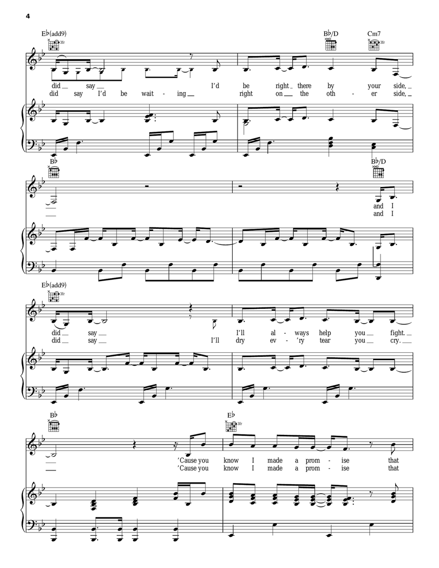 The Promise Piano, Vocal, Guitar scores gallery preview page 4