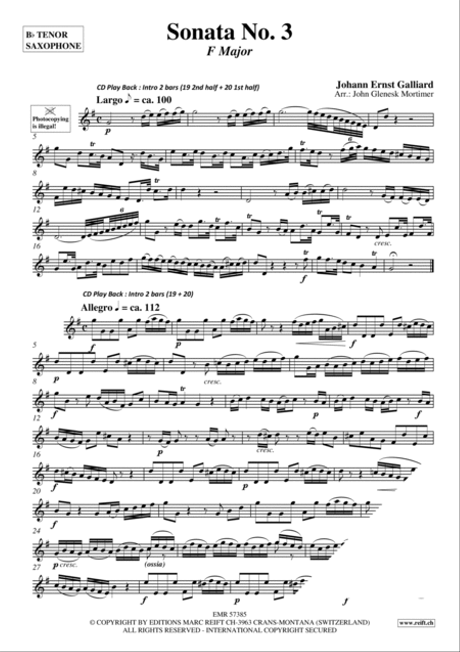 Sonata No. 3 Tenor Saxophone scores gallery preview page 3
