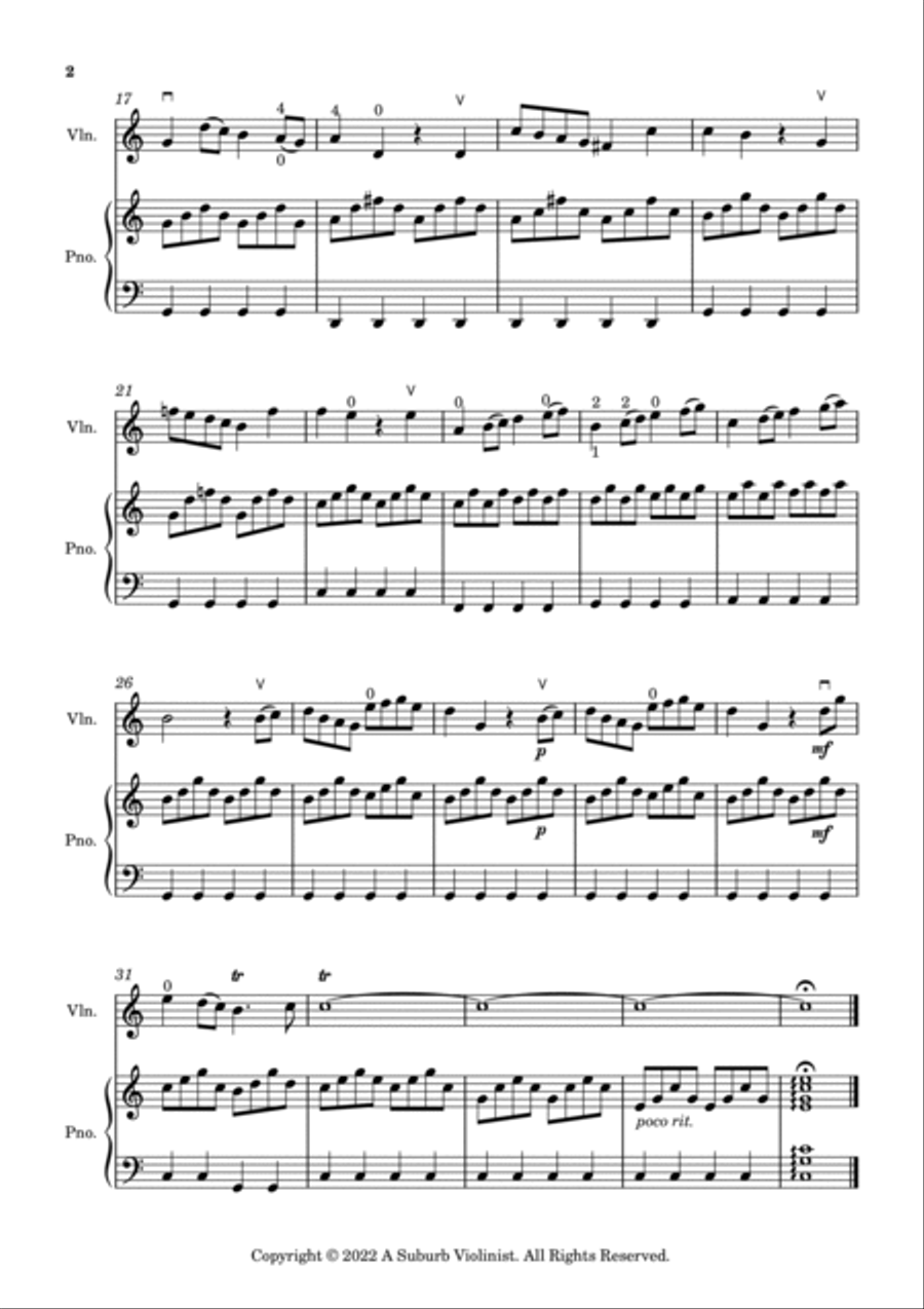 Largo, 2nd Movement of Winter Concerto RV 297 The Four Seasons for Easy Violin Violin Solo scores gallery preview page 2