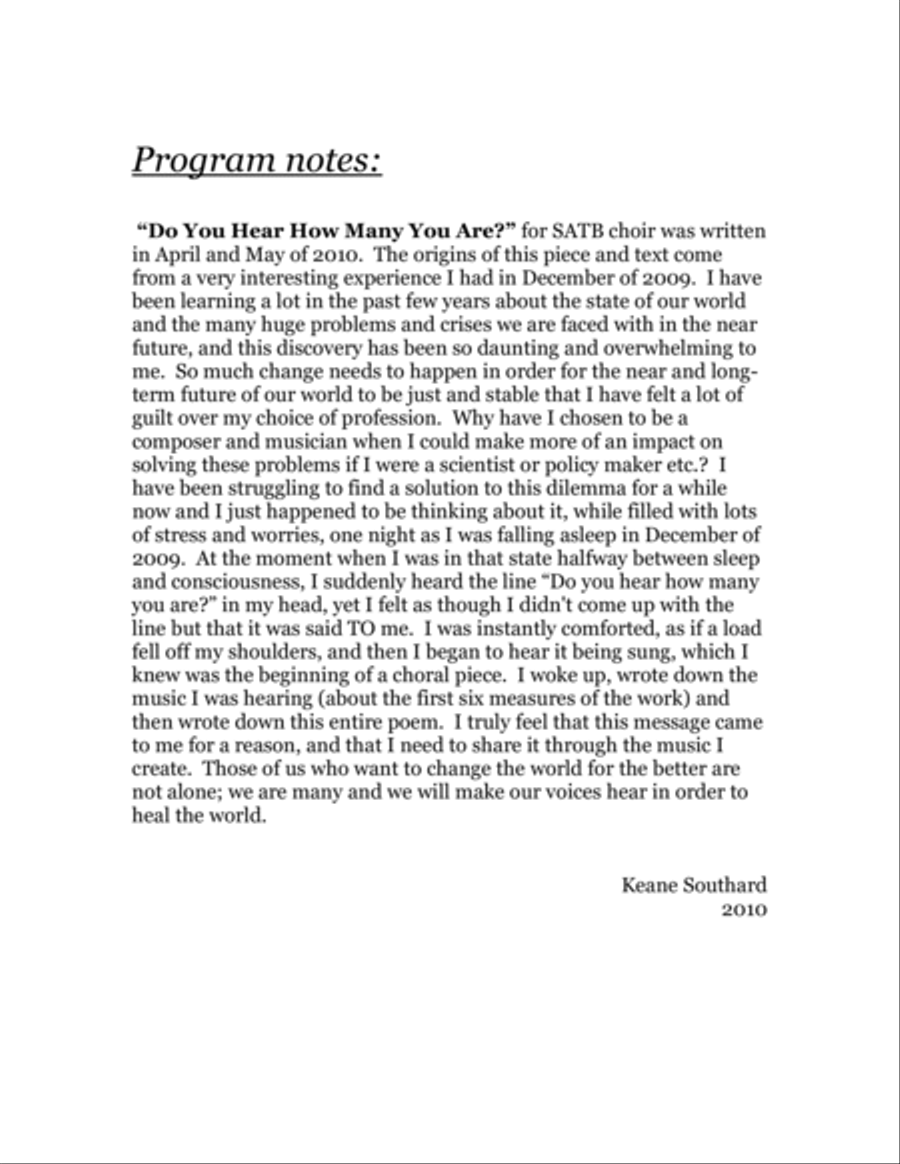 Do You Hear How Many You Are? 4-Part scores gallery preview page 2
