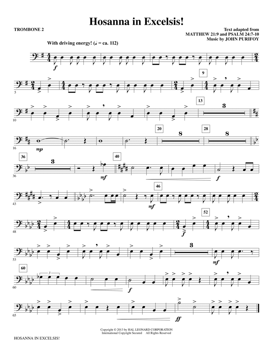 Hosanna in Excelsis! - Trombone 2 Choir scores gallery preview page 1
