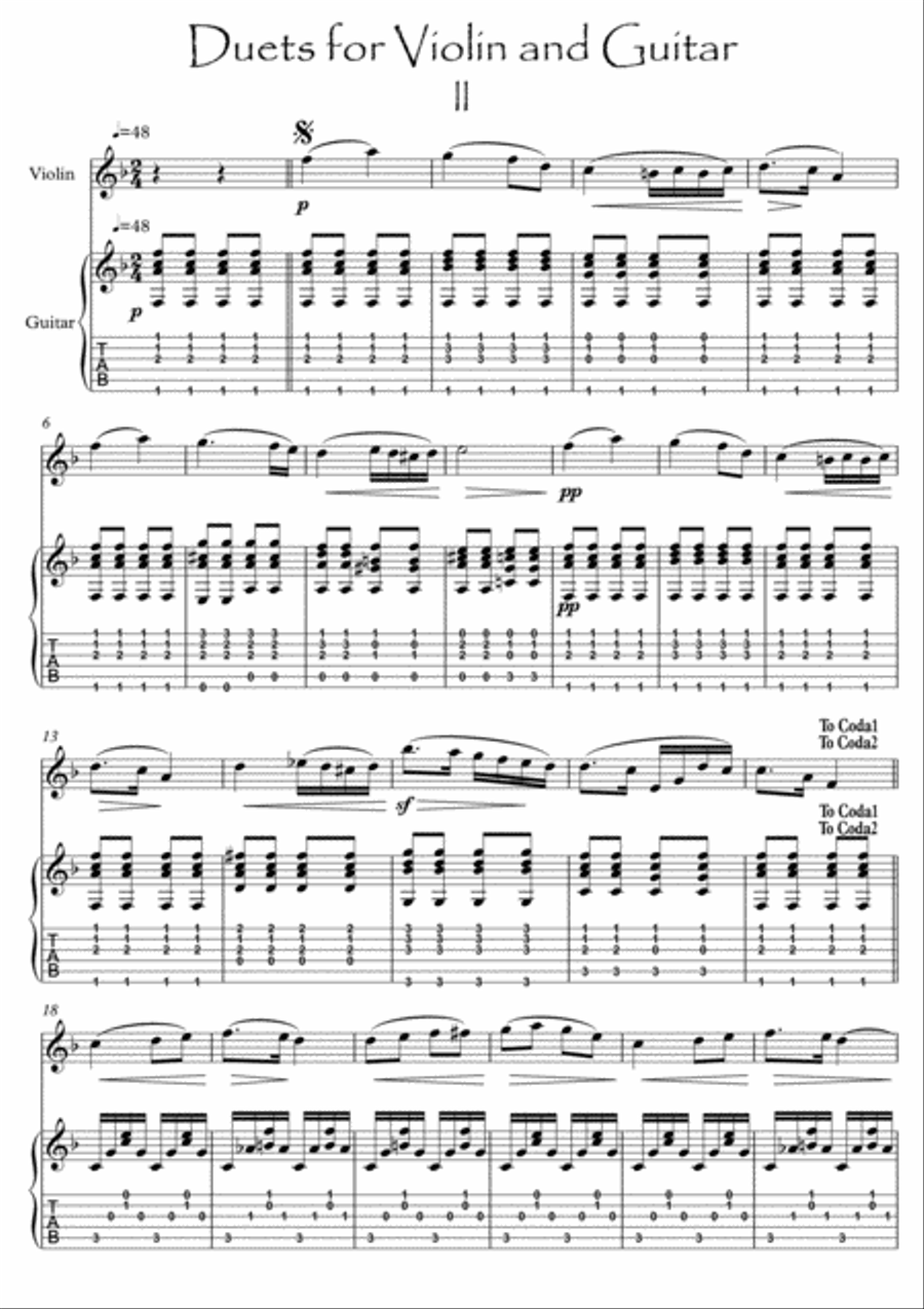 Violin Guitar duet II by Bergmiller String Duet scores gallery preview page 1