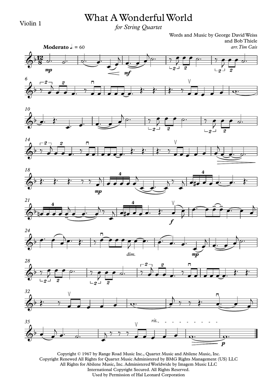 What A Wonderful World String Quartet scores gallery preview page 5