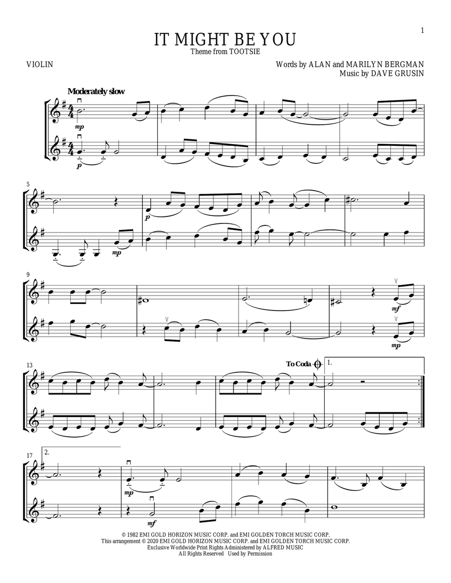It Might Be You (from Tootsie) String Duet scores gallery preview page 1