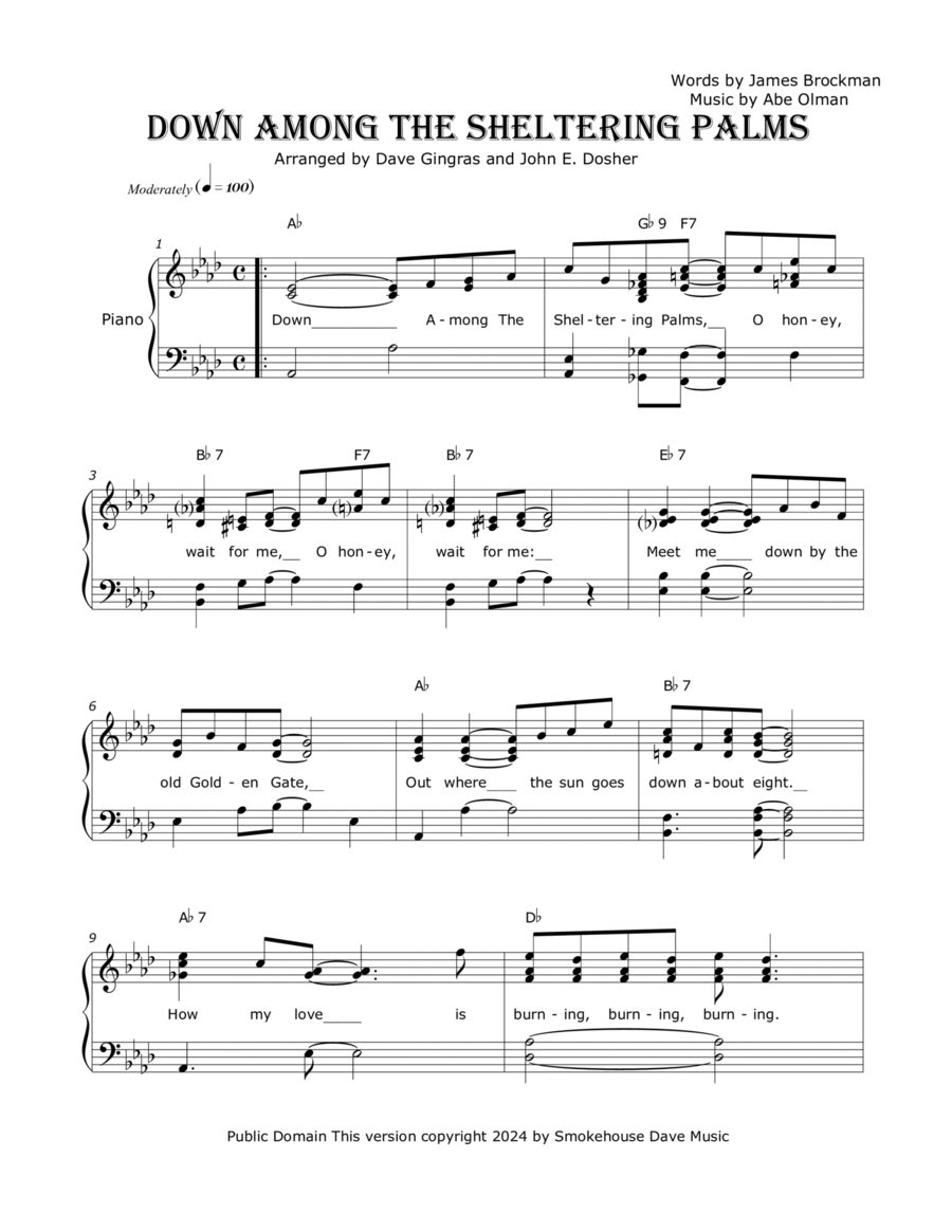 Down Among The Sheltering Palms Voice scores gallery preview page 1