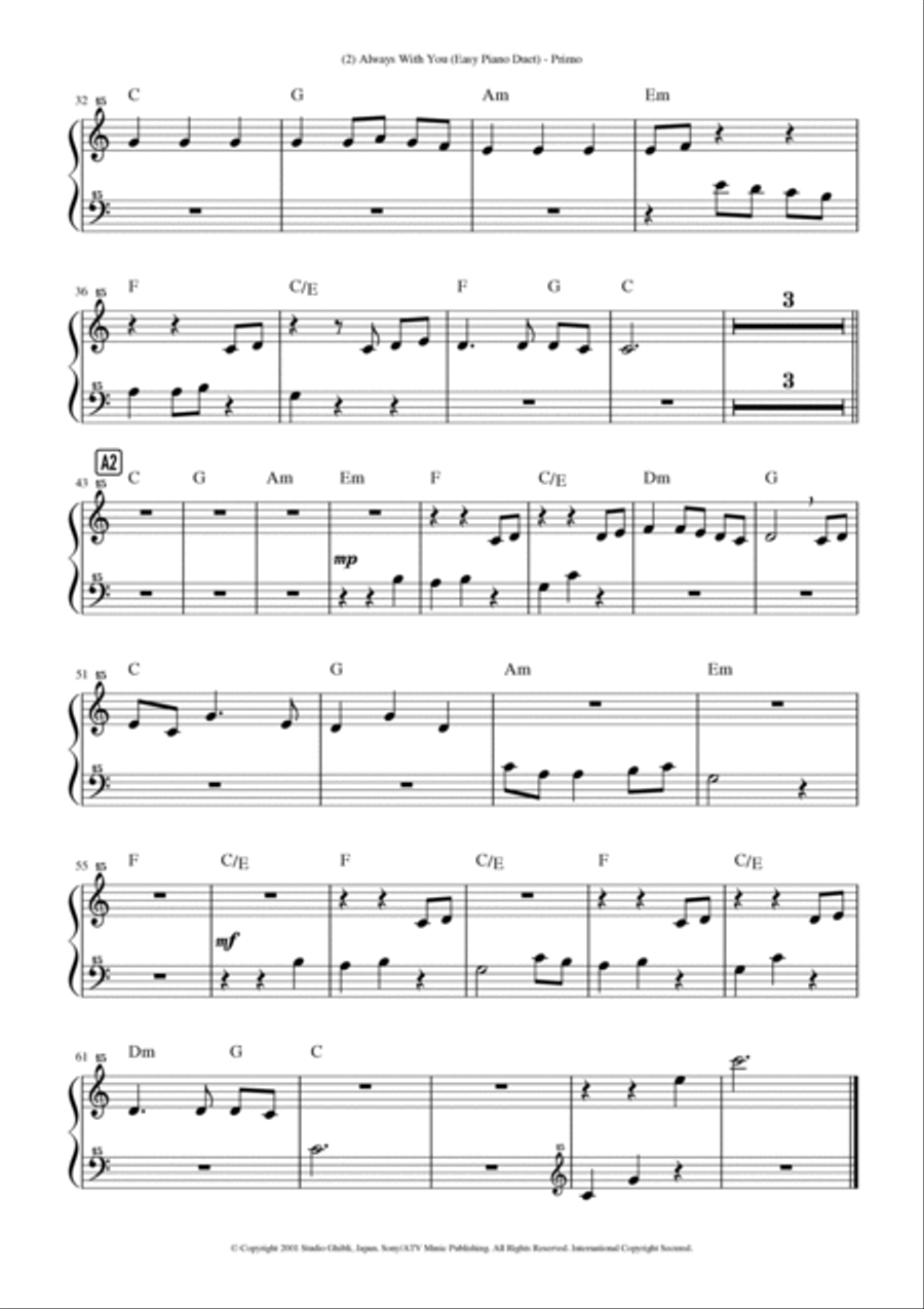 Itsumo Nandodemo (always With Me) 1 Piano, 4-Hands scores gallery preview page 2