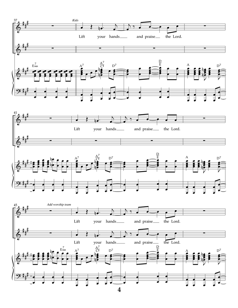 Lift Up Your Hands Piano, Vocal scores gallery preview page 4