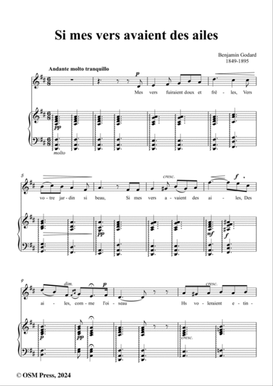 B. Godard-Si mes vers avaient des ailes(Could my songs their way be winging),in D Major Voice scores gallery preview page 2