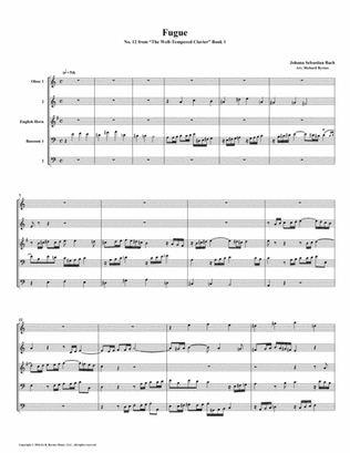 Fugue 12 from Well-Tempered Clavier, Book 1 (Double Reed Quintet)