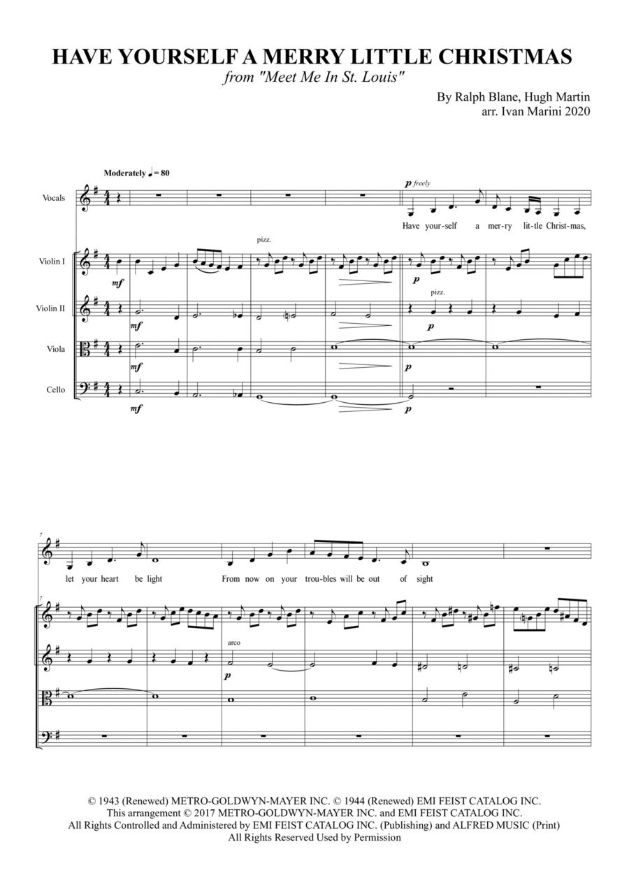 Have Yourself A Merry Little Christmas String Quartet scores gallery preview page 1