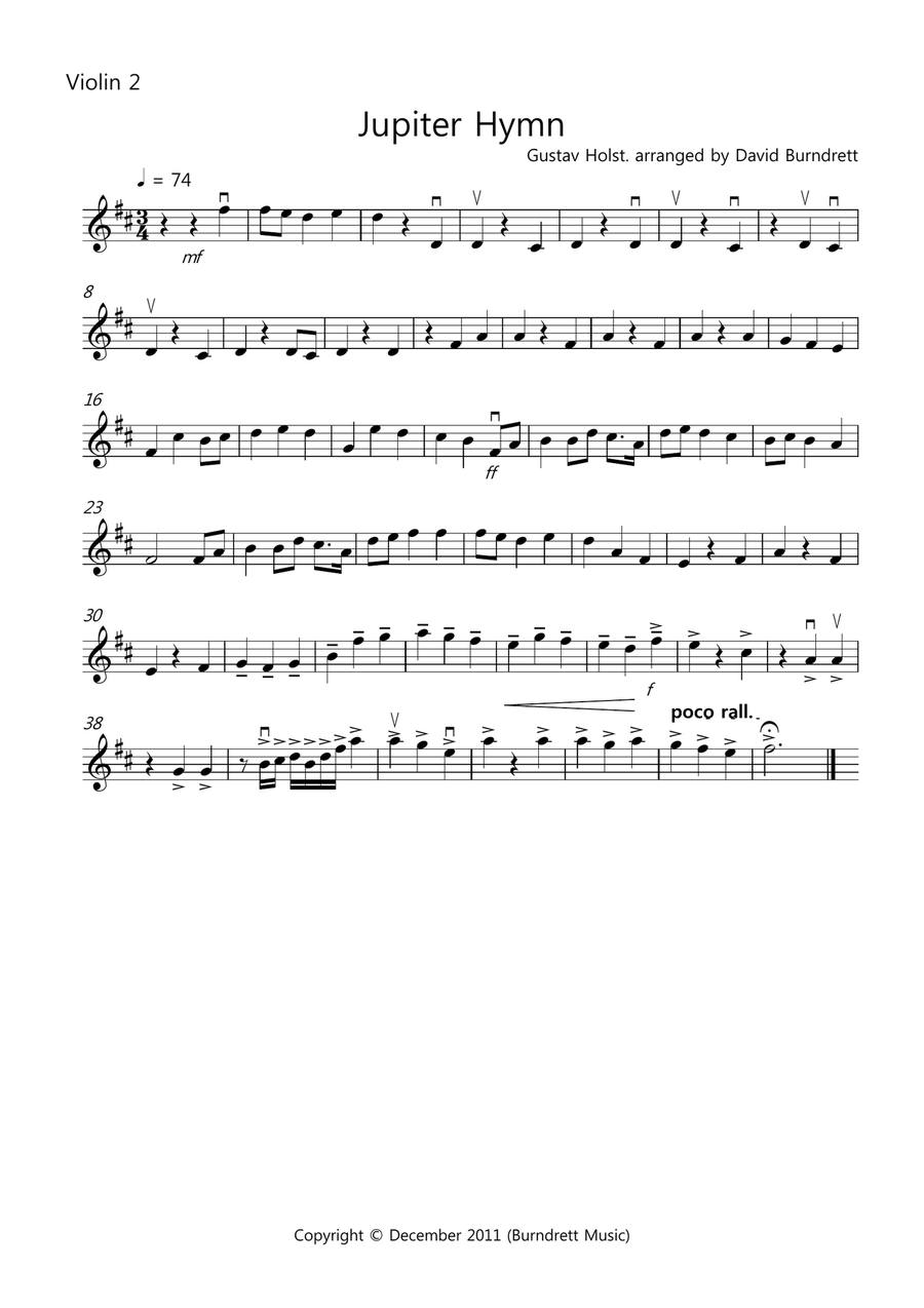 Jupiter Hymn for String Quartet String Quartet scores gallery preview page 5