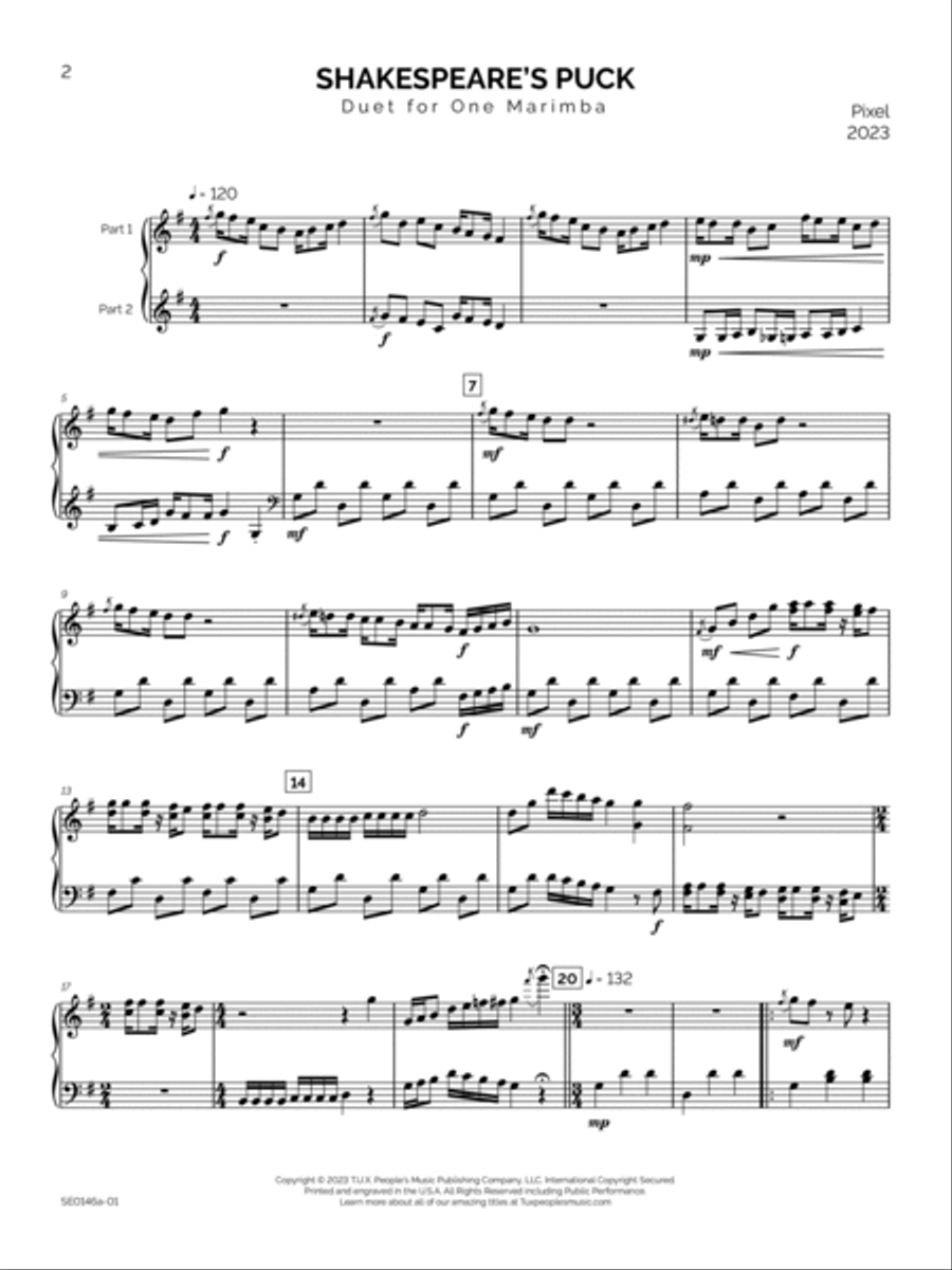 Shakespeare's Puck Marimba scores gallery preview page 3