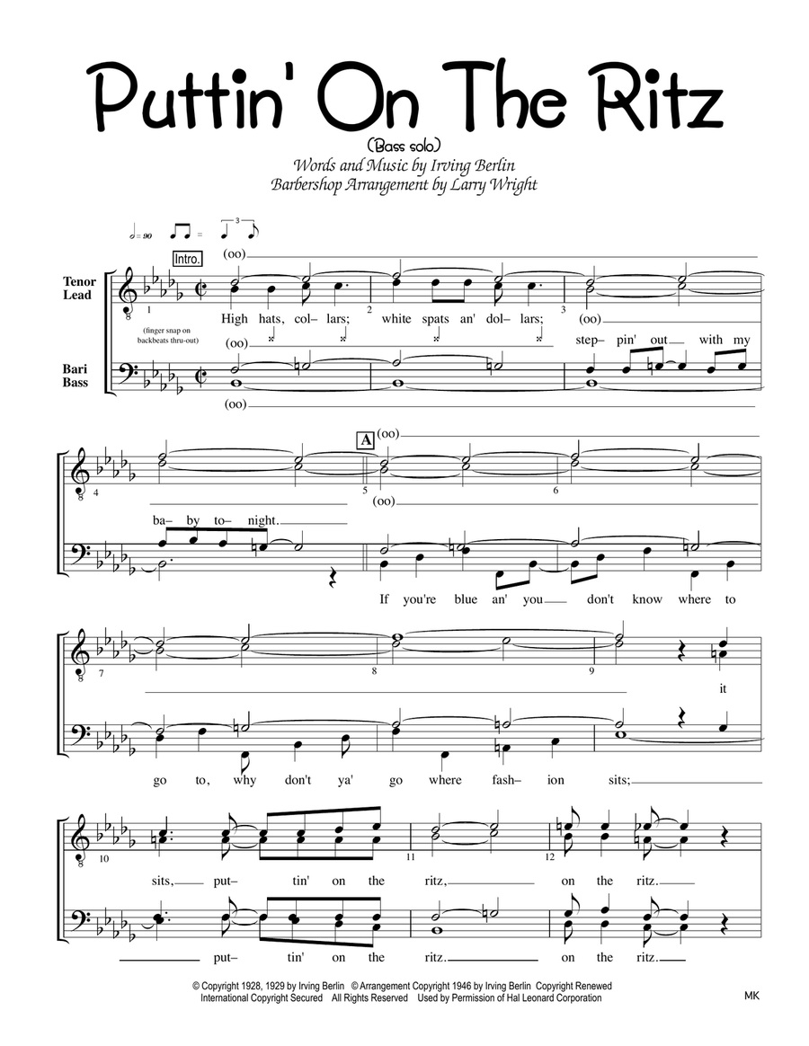 Puttin' On The Ritz TTBB scores gallery preview page 1