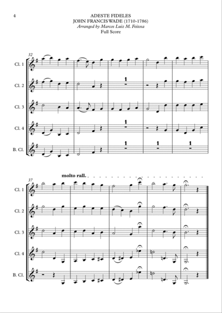 Adeste Fideles - Clarinet Quintet Clarinet Quintet scores gallery preview page 6