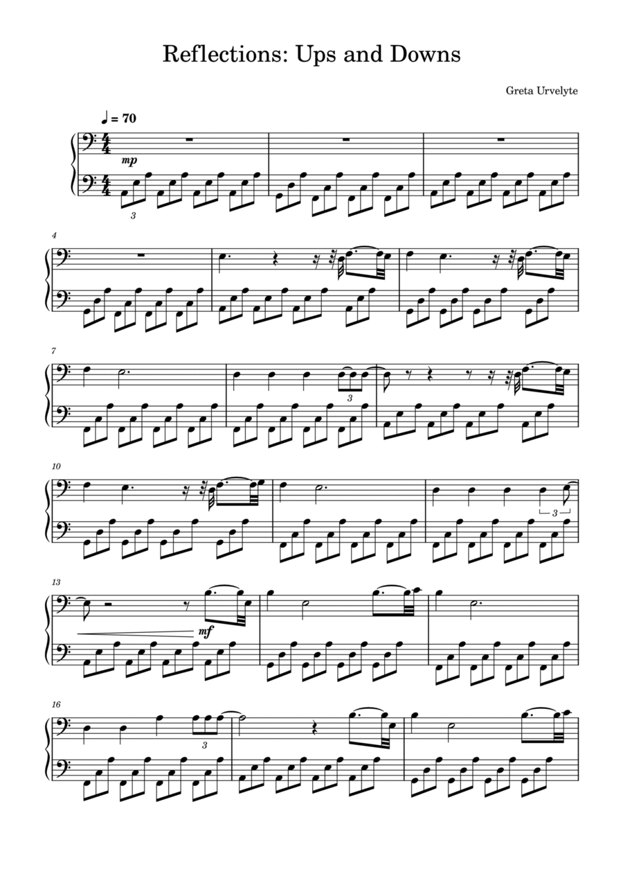Reflections: Ups and Downs Piano Solo scores gallery preview page 1