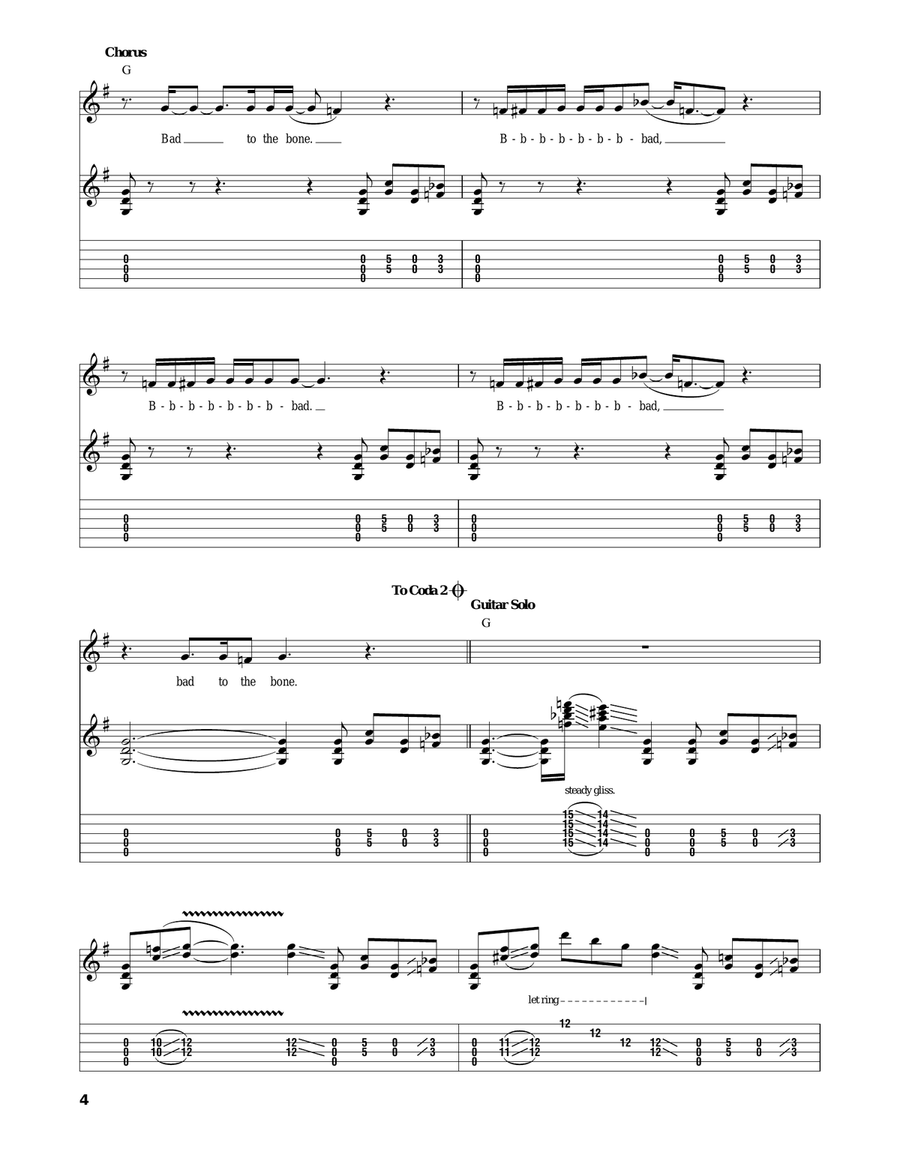 Bad To The Bone Acoustic Guitar scores gallery preview page 4