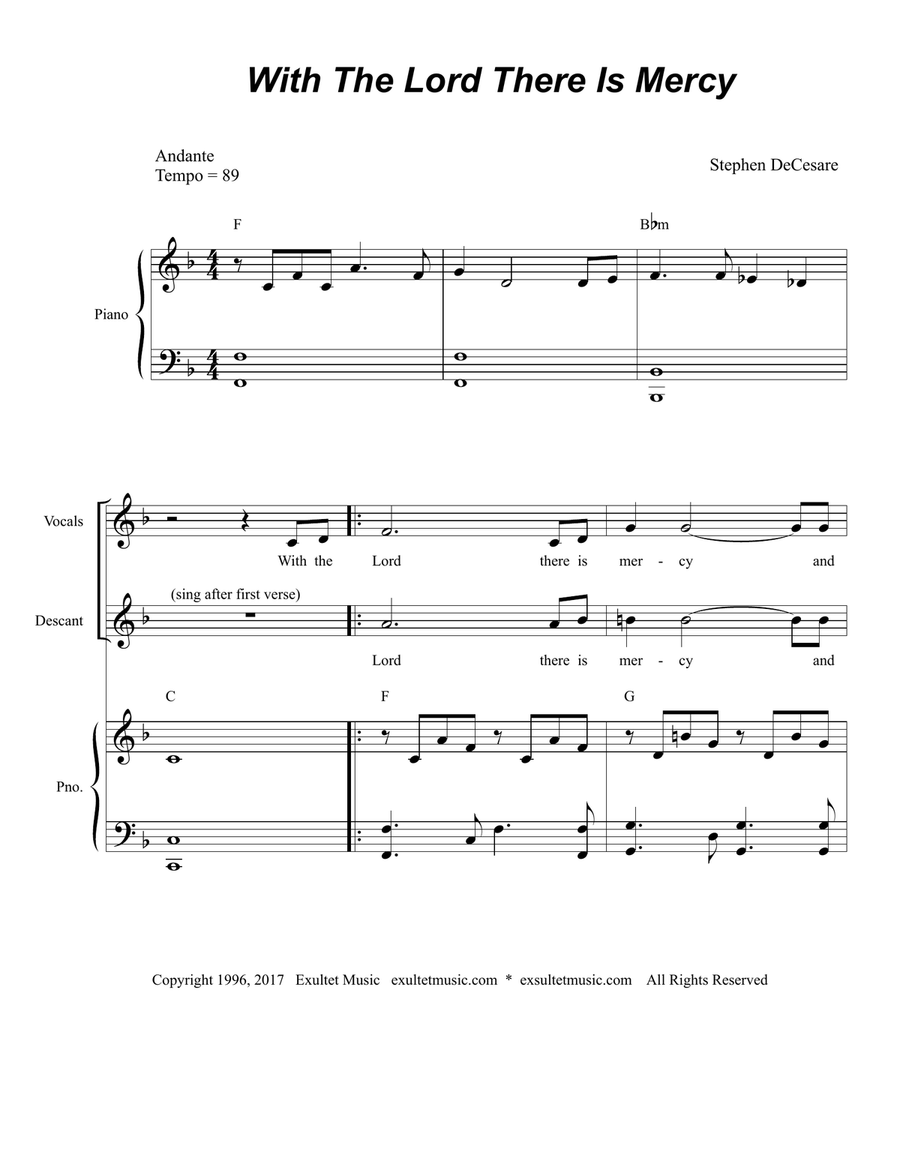 With The Lord There Is Mercy (for 2 voices) Piano scores gallery preview page 1