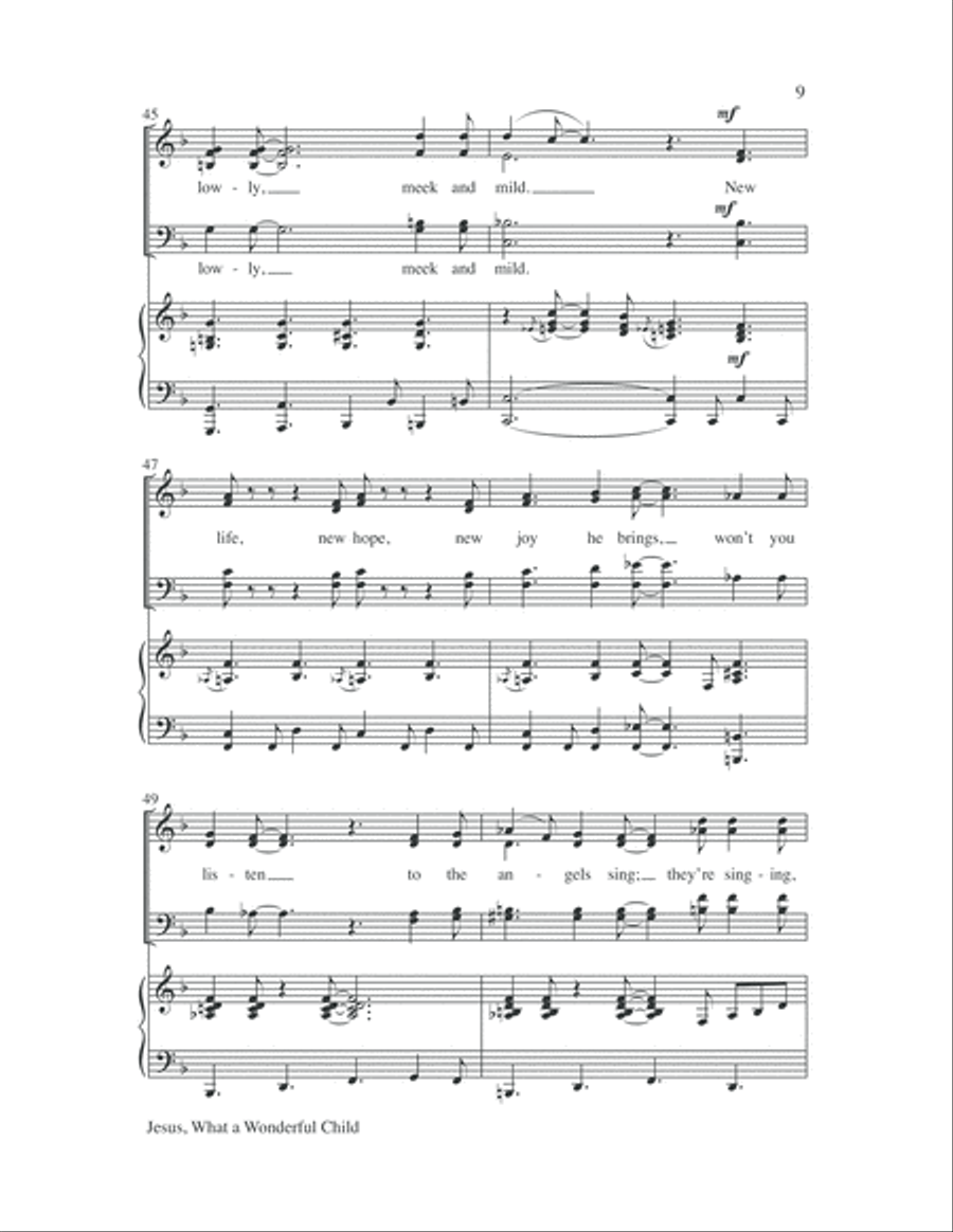 Jesus, What a Wonderful Child with Amen 4-Part scores gallery preview page 9