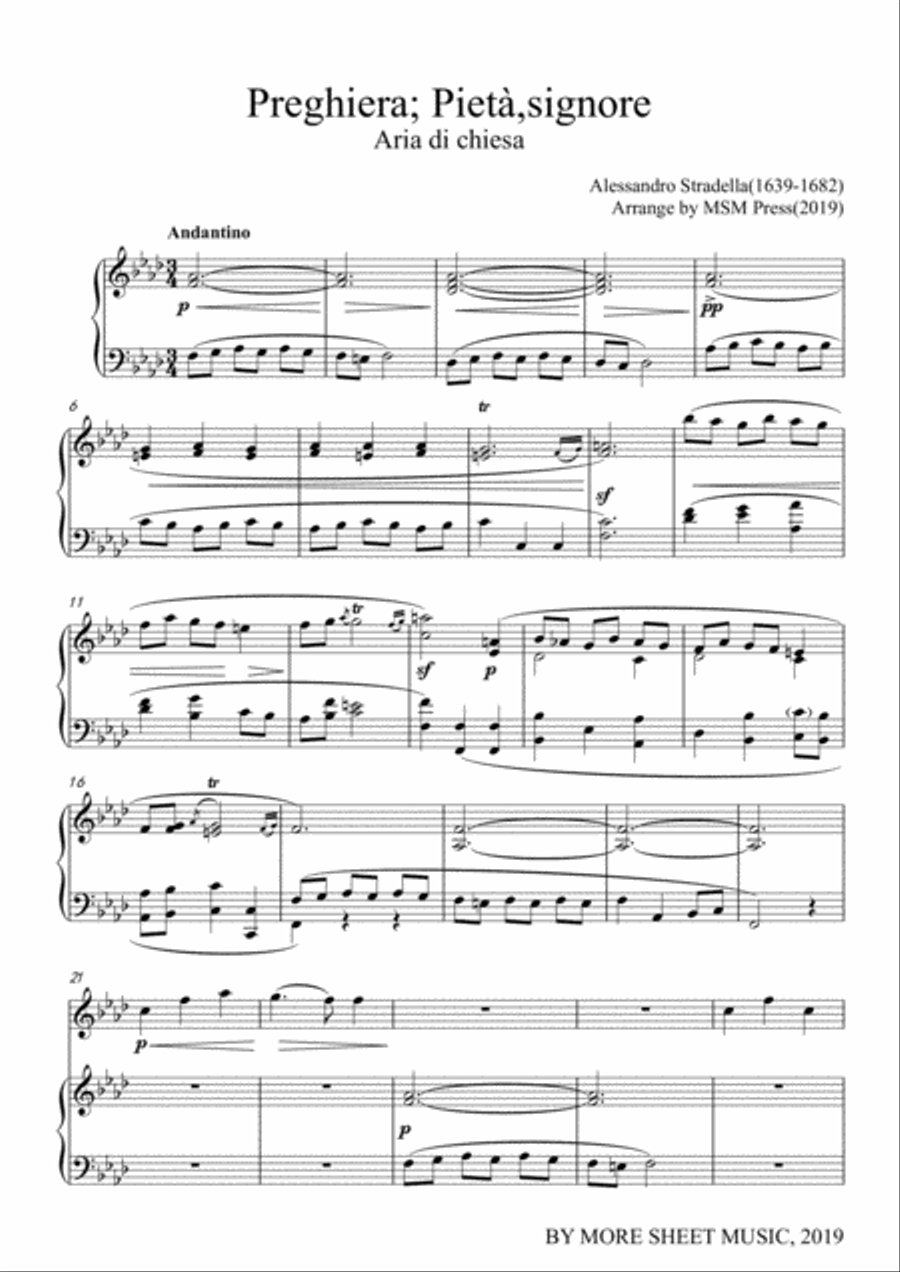Stradella-Preghiera; Pietà,signore, for Flute and Piano Flute Solo scores gallery preview page 3