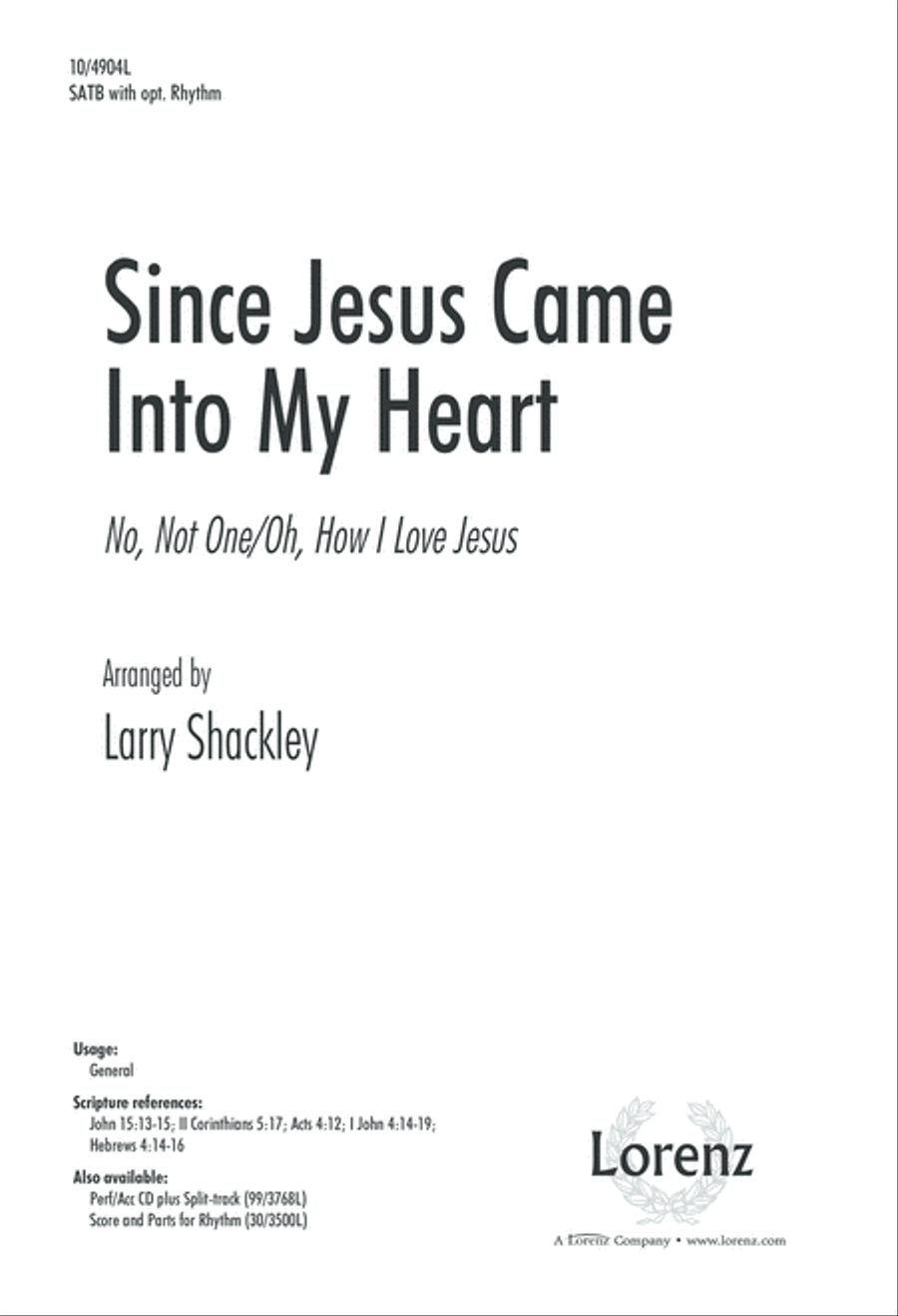 Since Jesus Came Into My Heart 4-Part scores gallery preview page 1