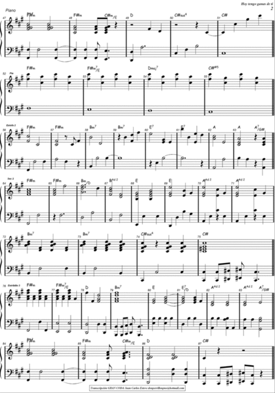 Hoy Tengo Ganas De Ti Bass Voice scores gallery preview page 2