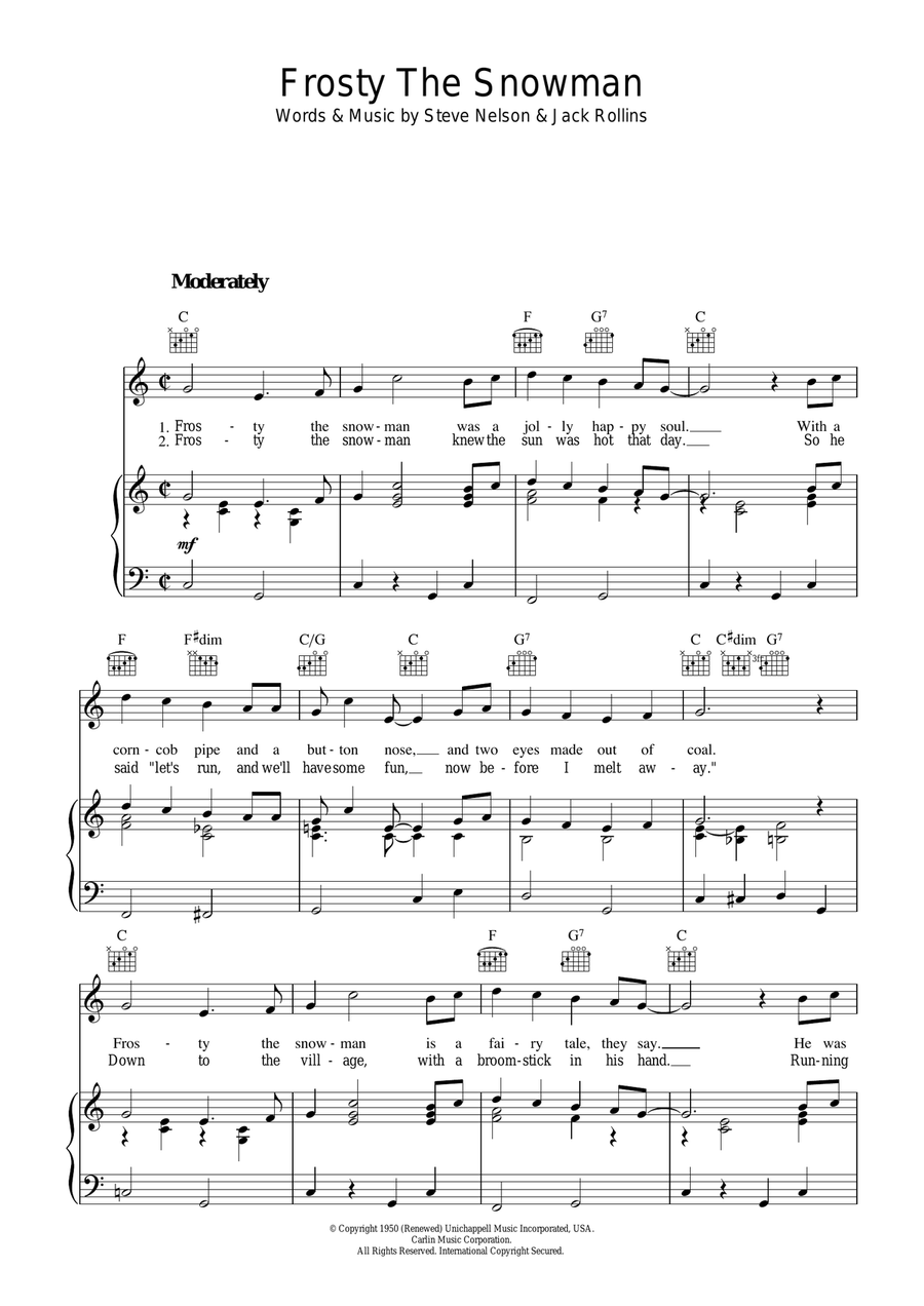 Frosty The Snowman Guitar scores gallery preview page 1