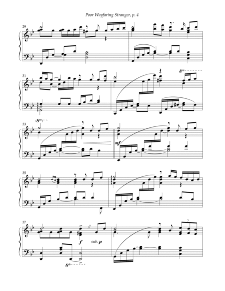 Poor Wayfaring Stranger Piano Solo scores gallery preview page 5